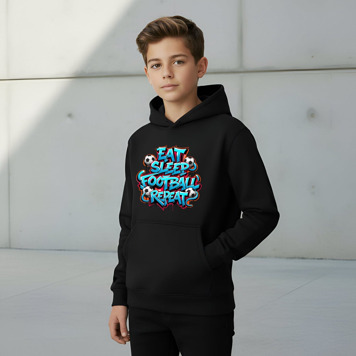 Sweat à capuche gymnastique – Fringoo gaming noir for Boys Cotton Rich Soft Hooded – EatFootball noir