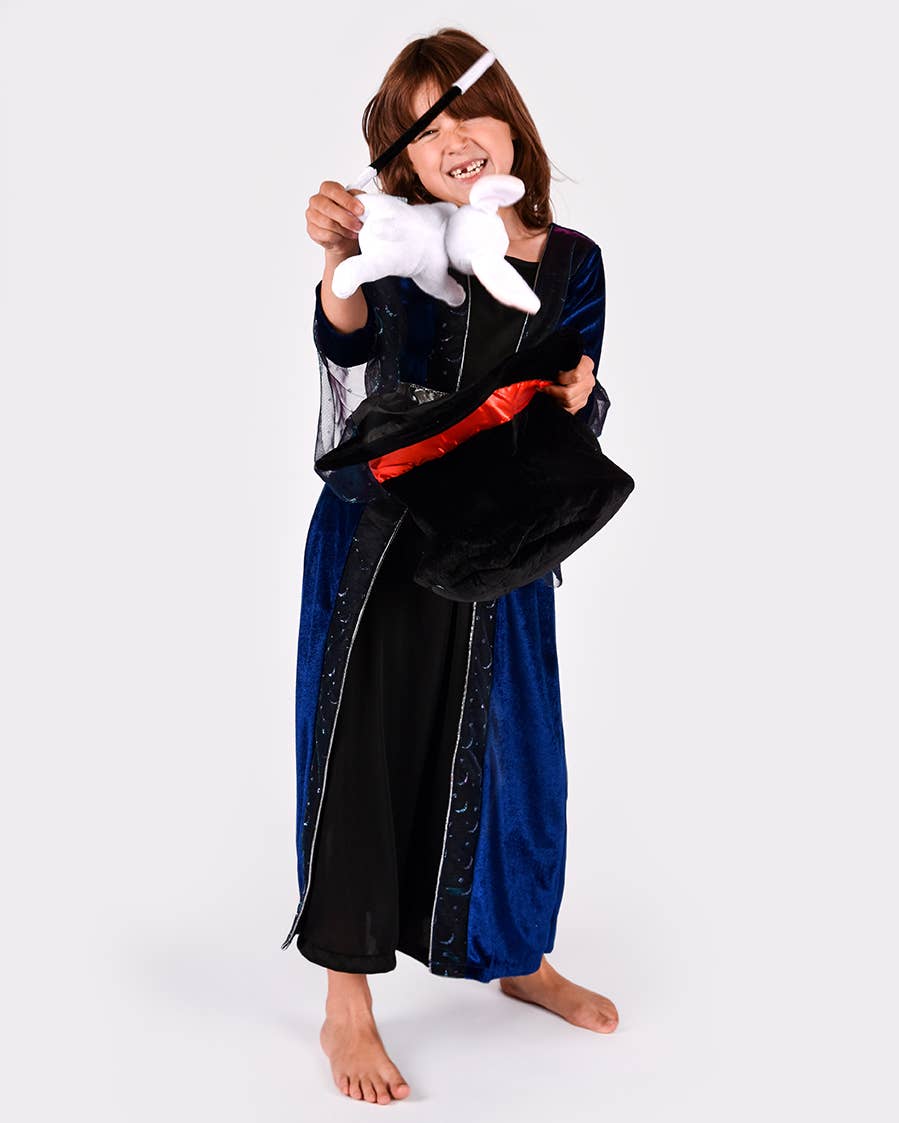 Magician's hat with rabbit and wand, adjustable size