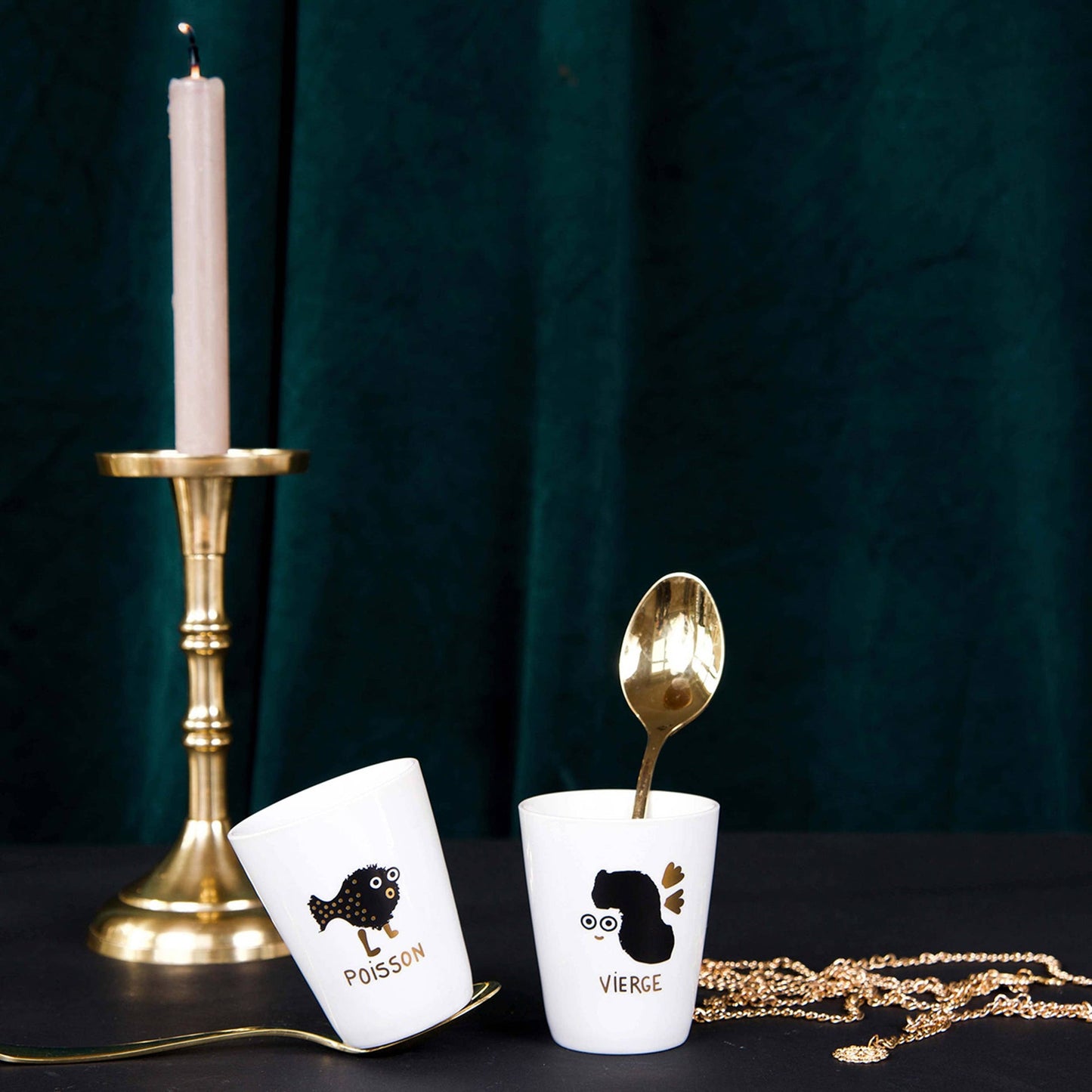 Porcelain mug with zodiac signs