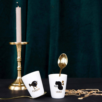 Porcelain mug with zodiac signs