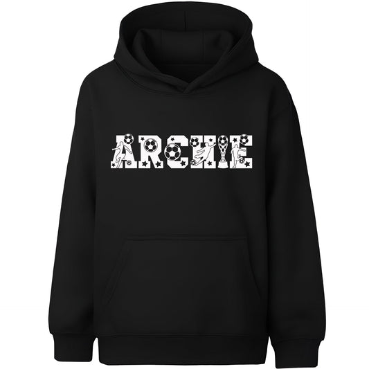 Football Hoodie - Fringoo Football Black for Boys Cotton Rich Soft Hooded - Football Alphabet Black