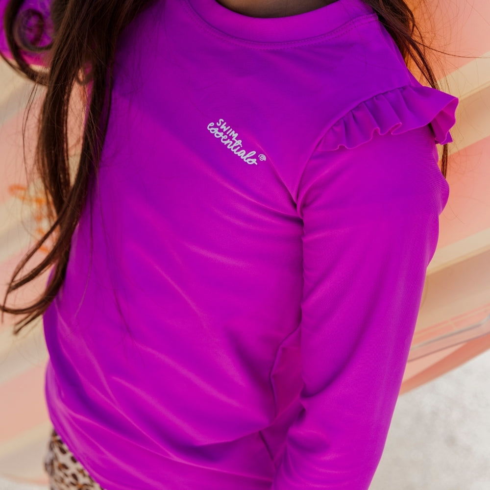 UV-Schwimm-T-Shirt Langarm – Lila – Wildfuchsia
