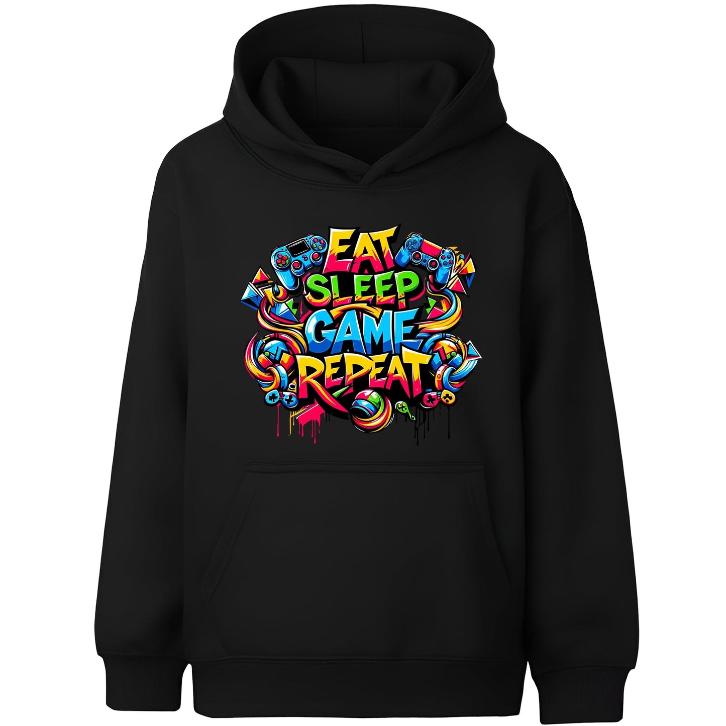 Sweat à capuche gymnastique – Fringoo gaming gris for Boys Cotton Rich Soft Hooded – Eat Game noir