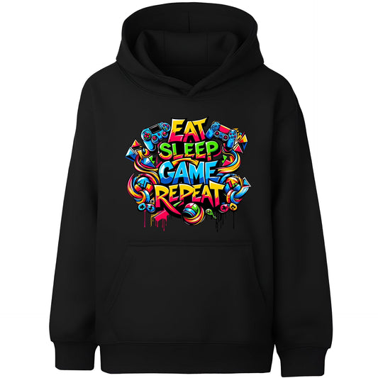 Hooded gymnastics sweatshirt – Fringoo grey gaming for Boys Cotton Rich Soft Hooded – Eat Game black
