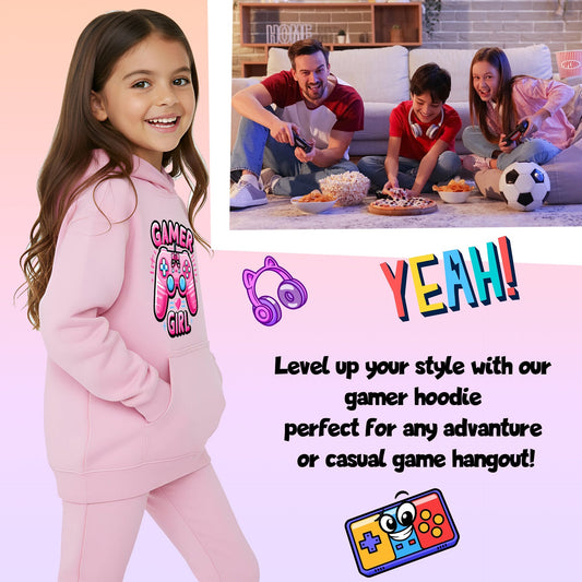 Hooded Sweatshirt Gymnastics - Fringoo Pink Gaming for Girls Cotton Rich Soft Hooded - Pink Gaming Pad
