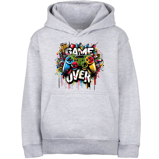 Gymnastics hoodie – Fringoo gaming grey for Boys Cotton Rich Soft Hooded – Game over Graffiti grey