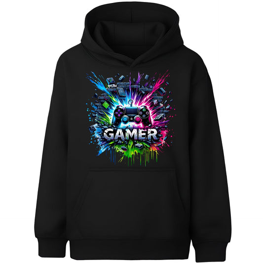 Gaming Hoodie – Fringoo Gaming for Boys Cotton Rich Soft Hooded – Gaming Splash Black