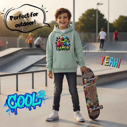Sweat à capuche gaming – Fringoo gaming for Boys Cotton Rich Soft Hooded – Pro gaming vert