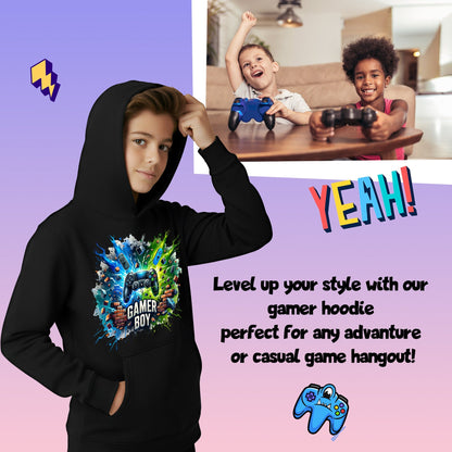 Sweat à capuche gaming – Fringoo gaming for Boys Cotton Rich Soft Hooded – gaming Boy Thunder noir