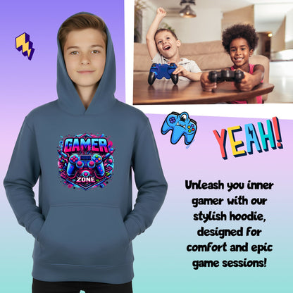 Gaming Hoodie - Fringoo gaming for Boys Cotton Rich Soft Hooded - Gaming Zone Blue