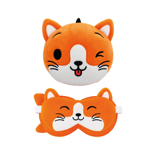 Coussin de voyage ZooNap Chat avec masque de sommeil
