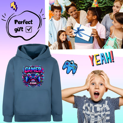 Gaming Hoodie - Fringoo gaming for Boys Cotton Rich Soft Hooded - Gaming Zone Blue