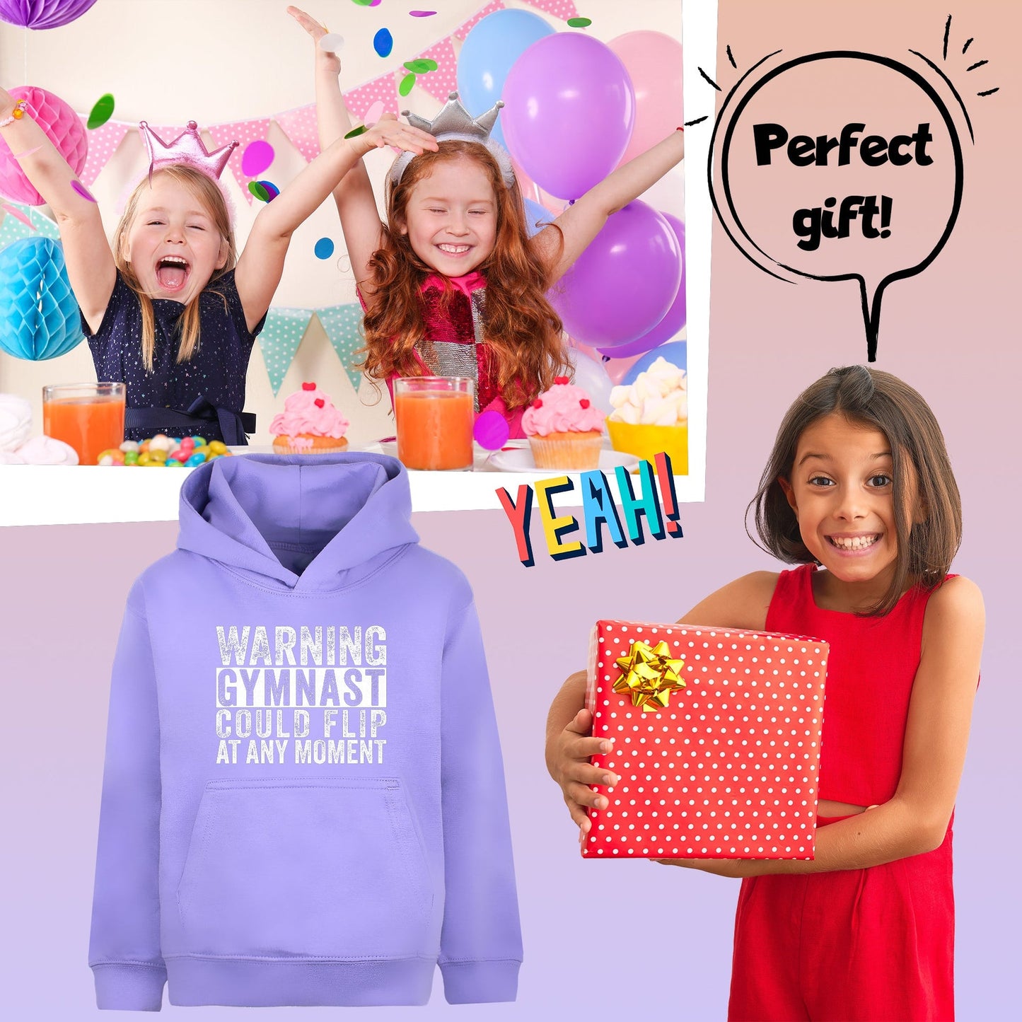 Sweat à capuche gymnastique – Fringoo Gymnastic for Cotton Rich Soft Hooded – Gymnast Warning violet