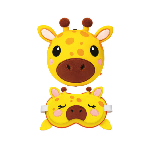 Coussin de voyage ZooNap Girafe avec masque de sommeil