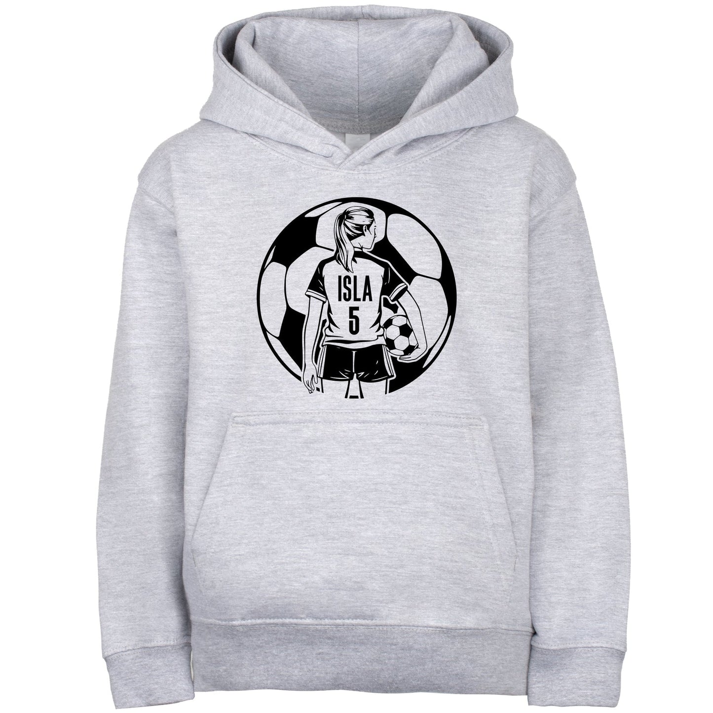 Sweat à capuche football – Fringoo football gris for Girls Cotton Rich Soft Hooded – football Ball Girls gris