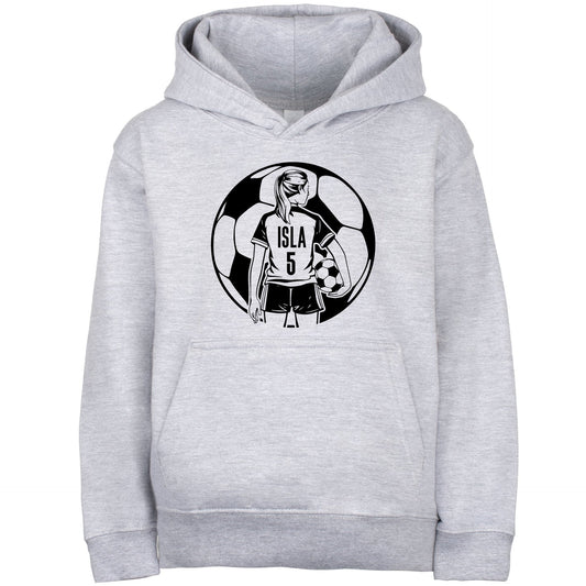 Football Hoodie – Fringoo Girls' Grey Cotton Rich Soft Hooded – Football Ball Girls' Grey
