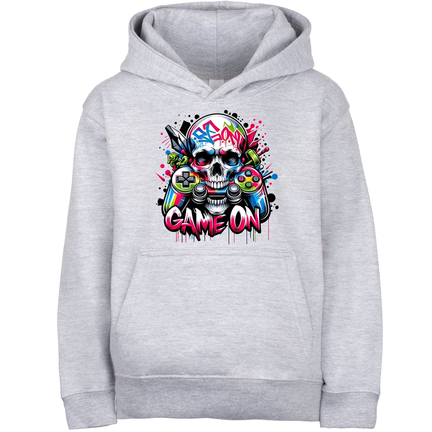 Sweat à capuche gymnastique – Fringoo gaming gris for Boys Cotton Rich Soft Hooded – Game on Skull gris