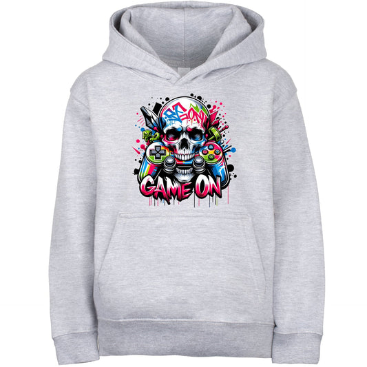 Fringoo gaming gray gymnastics hoodie for Boys Cotton Rich Soft Hooded – Game on Skull gray
