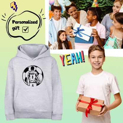 Sweat à capuche football – Fringoo football gris for Boys Cotton Rich Soft Hooded – football Ball Boys gris