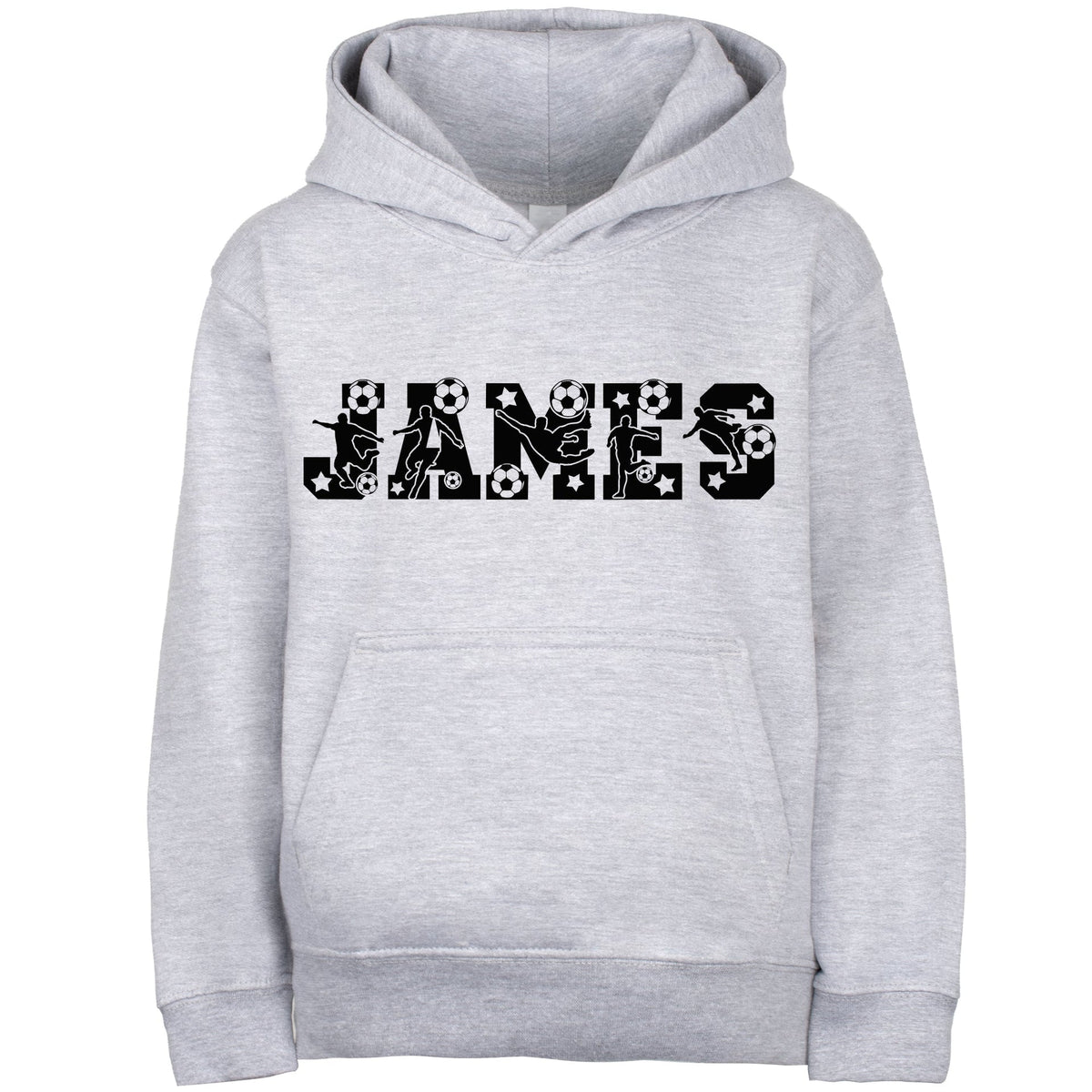 Fußball-Kapuzenpullover – Fringoo Fußball-Grau für Jungen, Baumwollreich, weicher Kapuzenpullover – Fußball-Alphabet-Grau