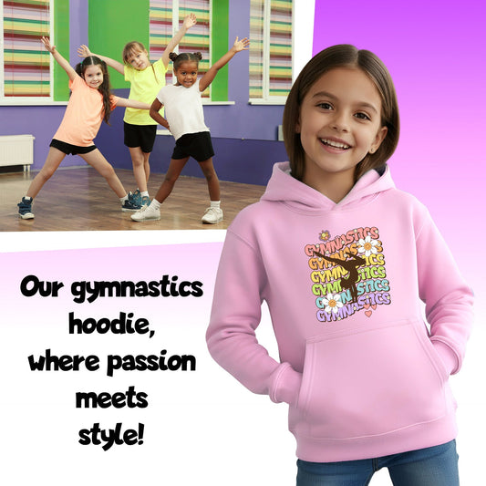 Gymnastik-Kapuzenpulli – Fringoo Gymnastic aus Baumwollmix, weich, mit Kapuze – Gymnastic Daisy – Rosa