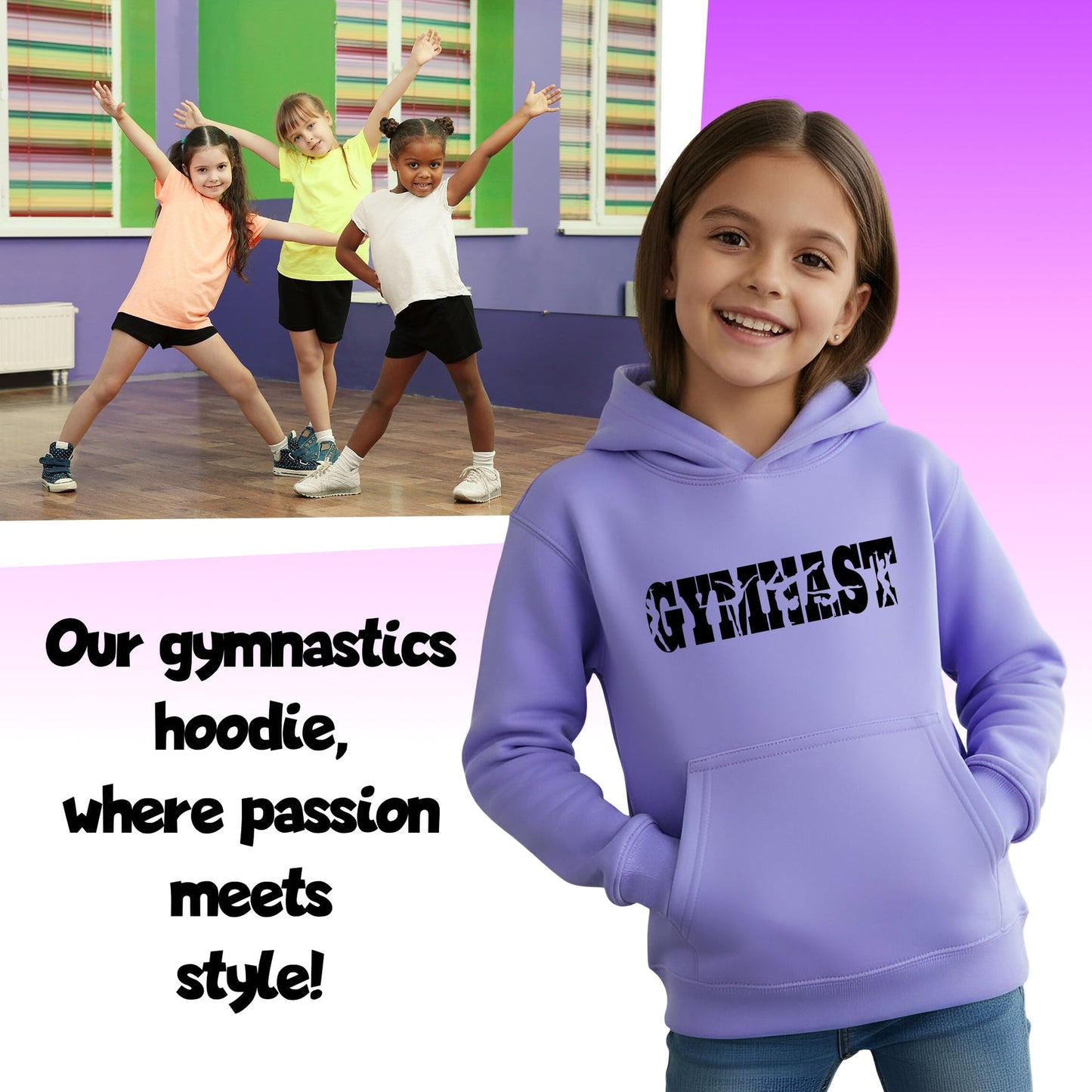 Sweat à capuche gymnastique – Fringoo Gymnastic for Cotton Rich Soft Hooded – Gymnast violet