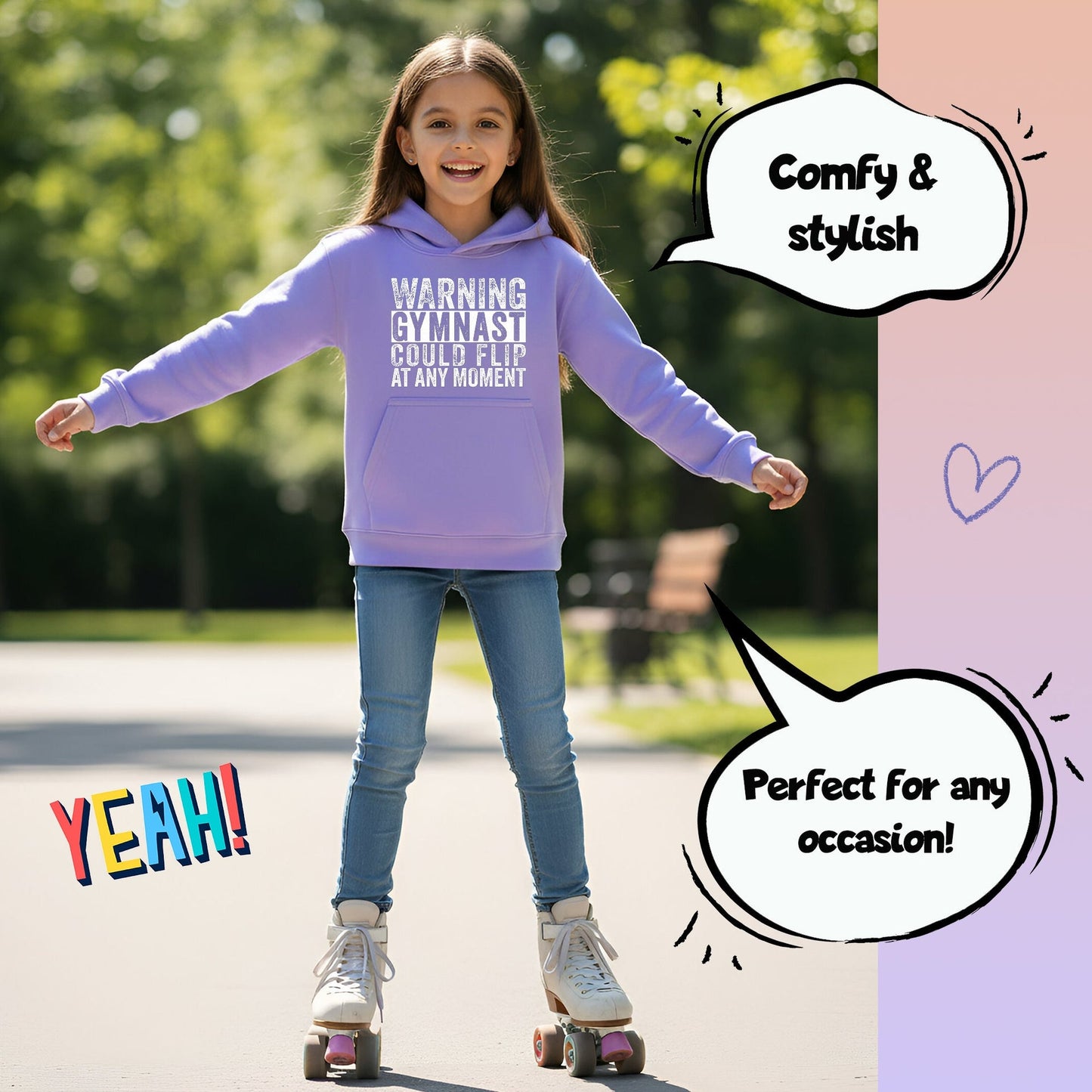 Sweat à capuche gymnastique – Fringoo Gymnastic for Cotton Rich Soft Hooded – Gymnast Warning violet