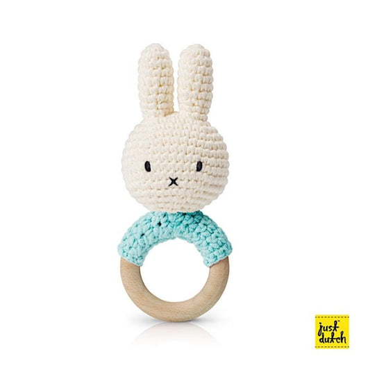 Hochet en Crochet Miffy - Aqua pastel