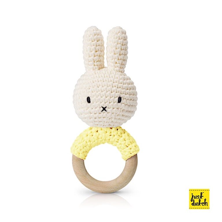 Hochet en Crochet Miffy - Jaune pastel