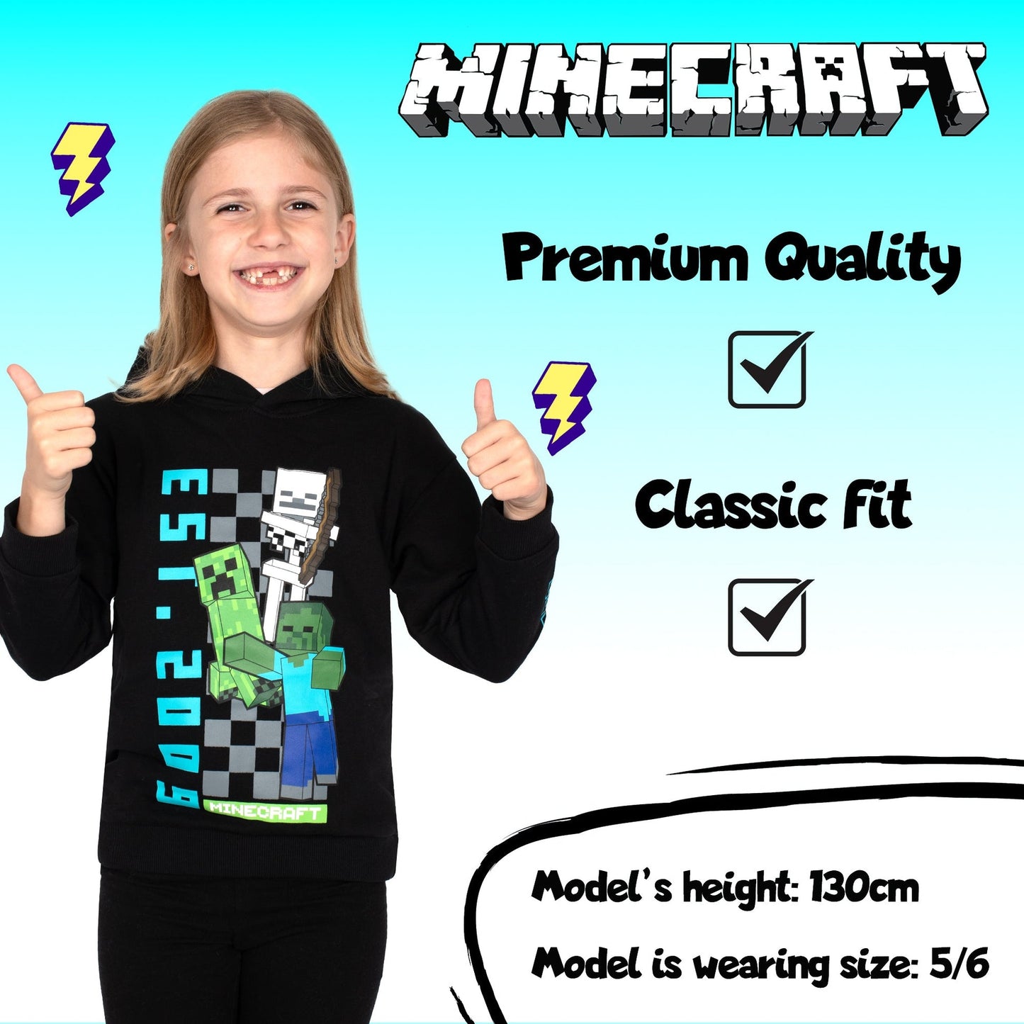 Minecraft Boys sweat à capuche with Kangaroo Pocket 100% Cotton