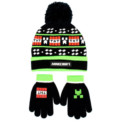 Minecraft Hat & Gloves Set – noir TNT