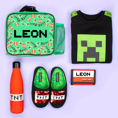 Minecraft Bottle avec paille 700ml – vert Pattern