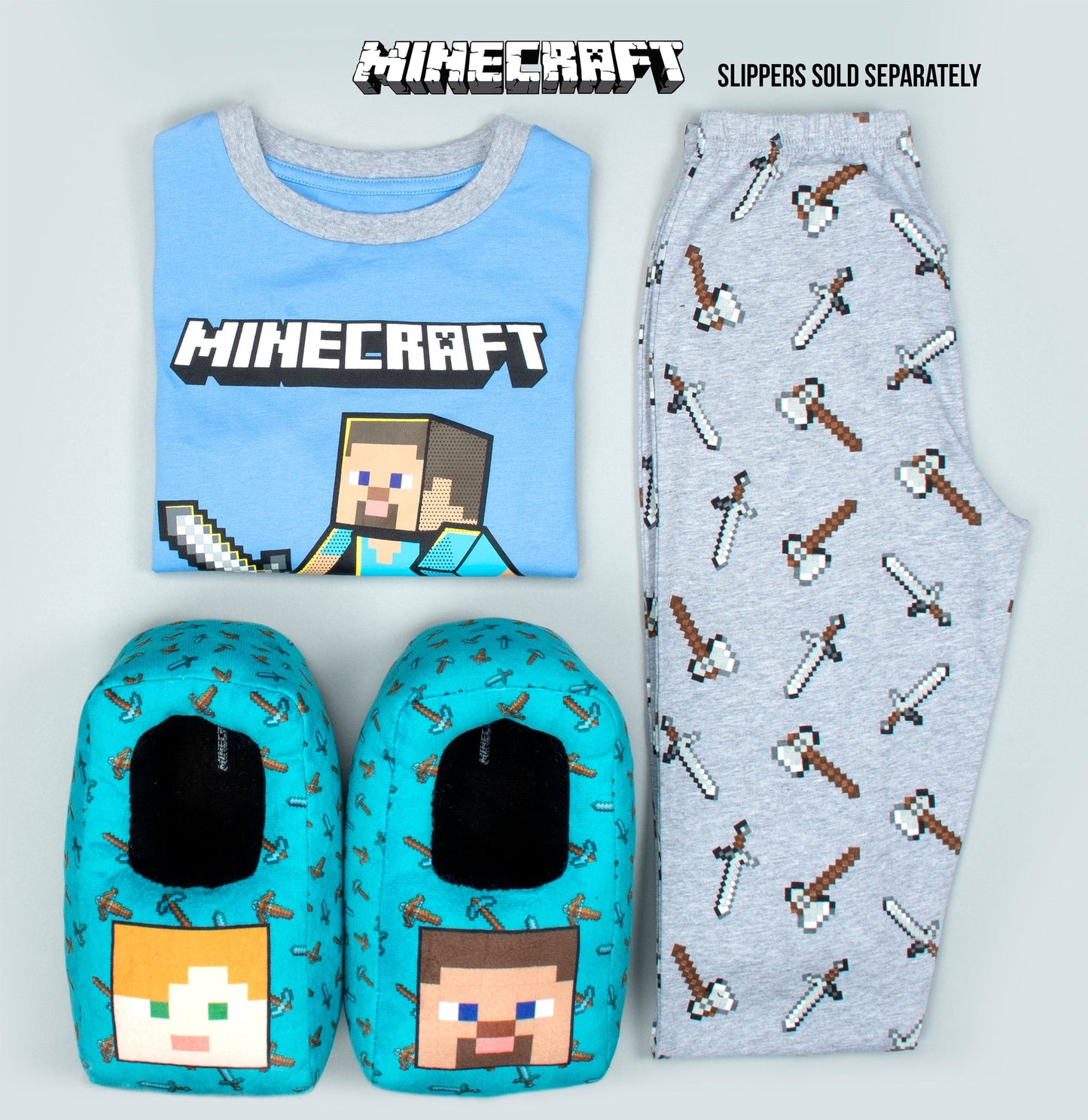 Minecraft Pyjama – bleu & gris