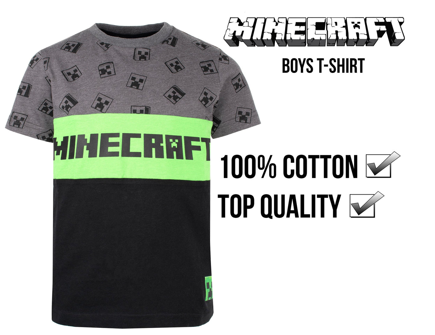 Minecraft Creeper T Shirt – gris