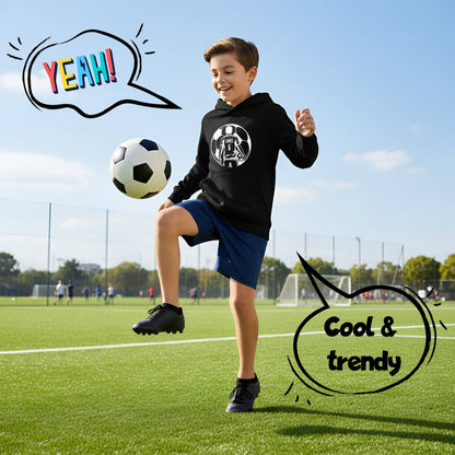 Sweat à capuche football – Fringoo football noir for Boys Cotton Rich Soft Hooded – football Ball noir