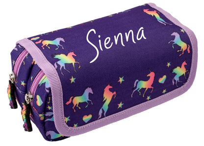 Trousse scolaire -violet licornes