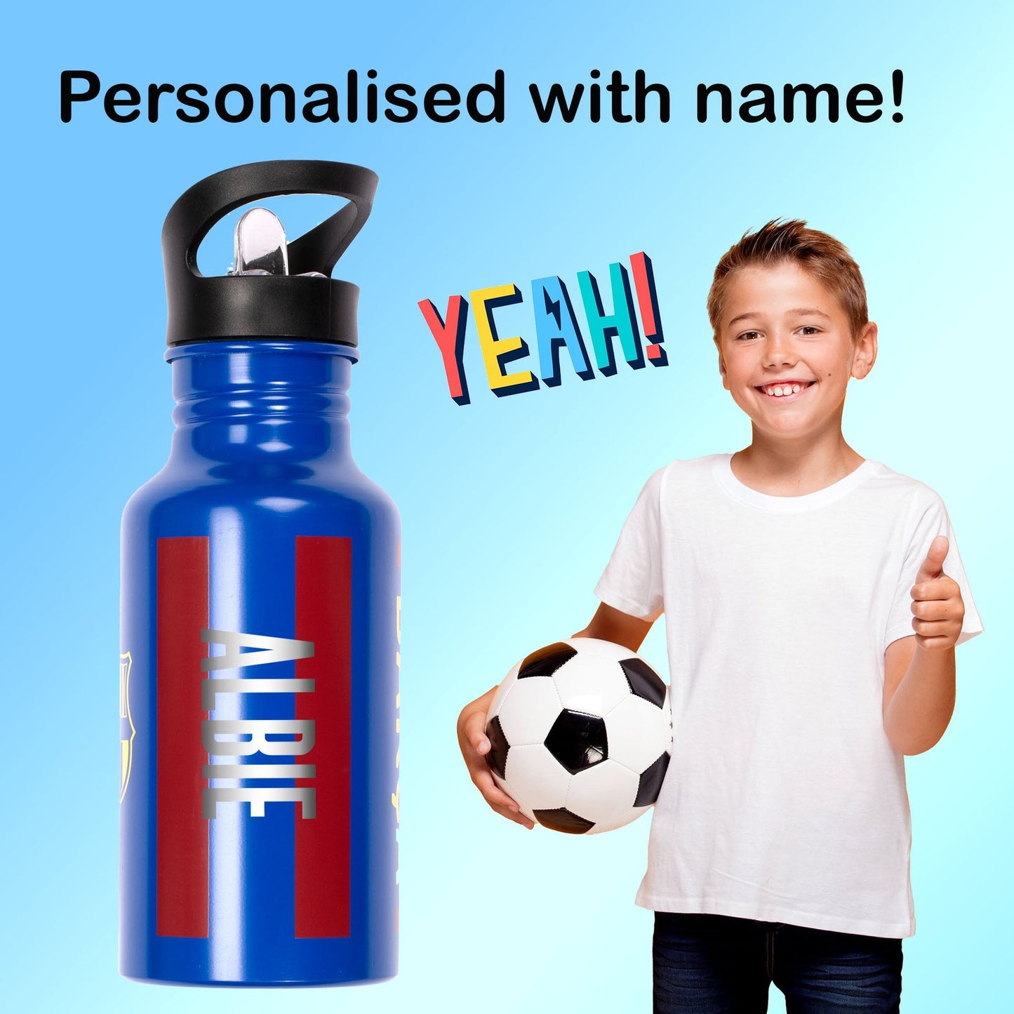 Gourde en acier inoxydable avec paille – Barcelona FC Metal 500ml