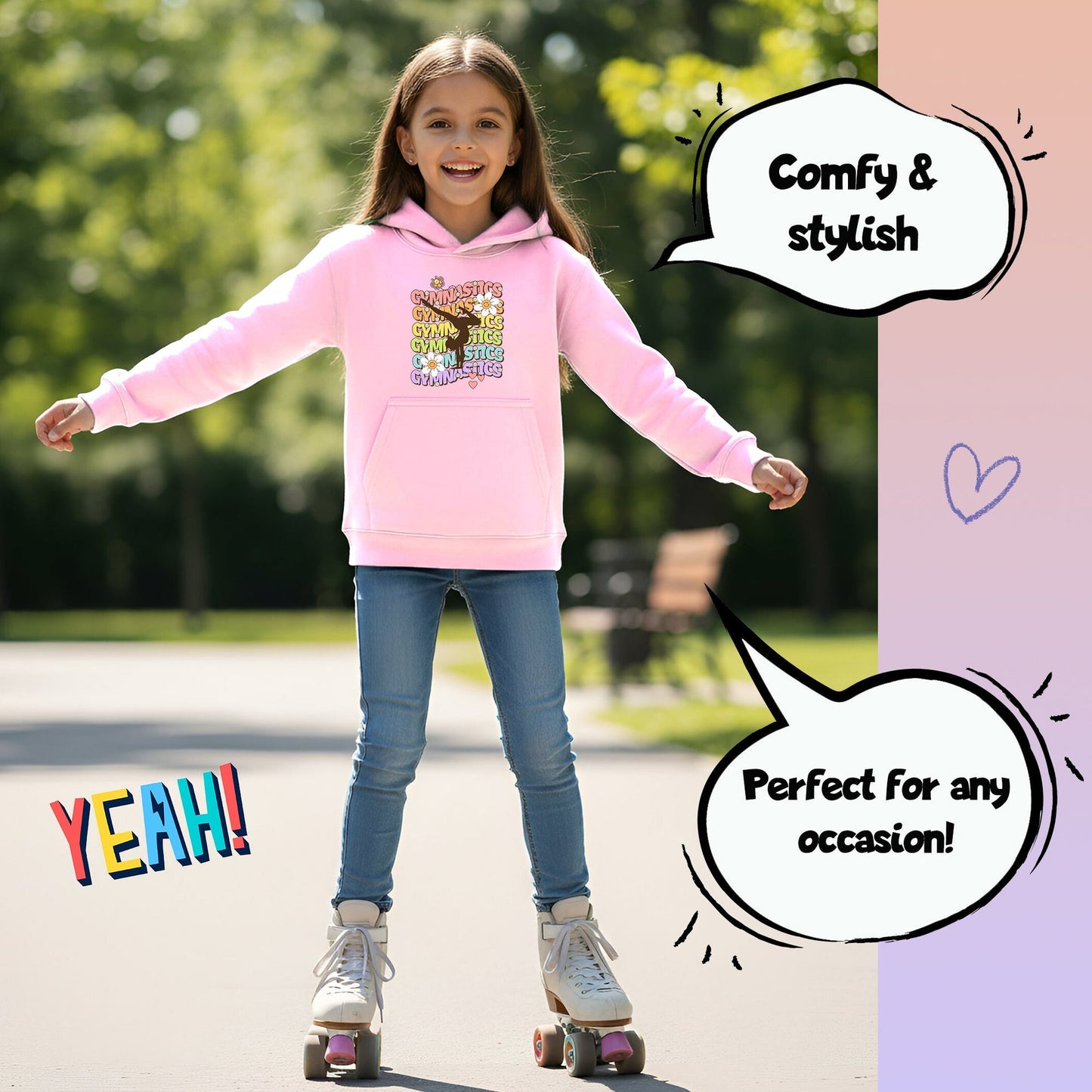 Sweat à capuche gymnastique – Fringoo Gymnastic for Cotton Rich Soft Hooded – Gymnastic Daisy- rose