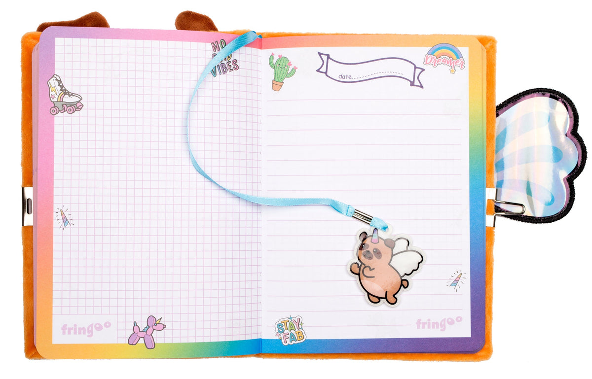 3D-Plüsch-Notizbuch – Mops Wings