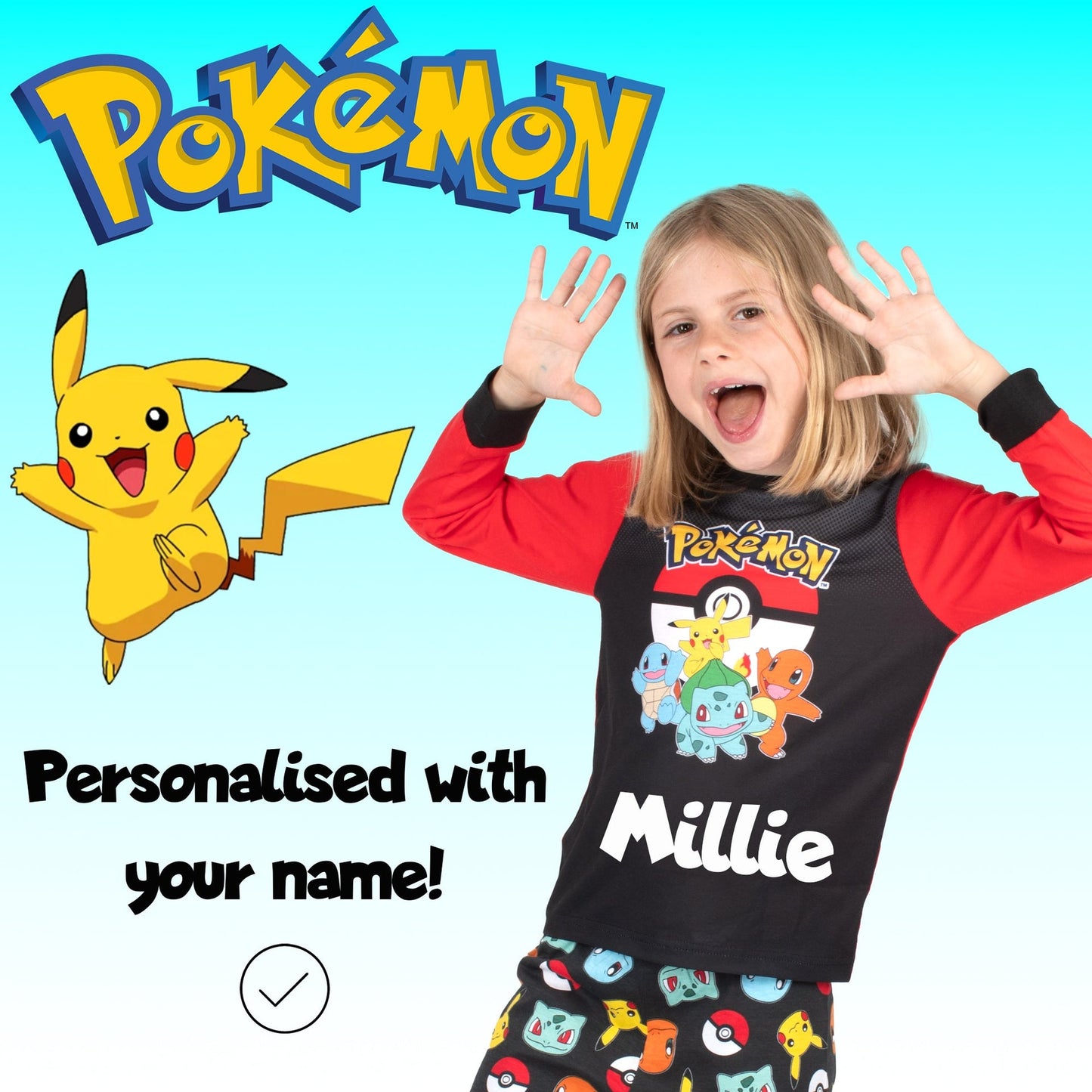 Pyjama – Pokemon – Long Sleeve – 100% Cotton, Soft & Warm Winter PJs