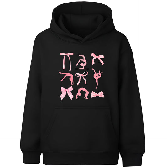 Gymnastik-Kapuzenpullover – Fringoo Gymnastic for Cotton Rich Soft Hooded – Schleifenmotiv schwarz