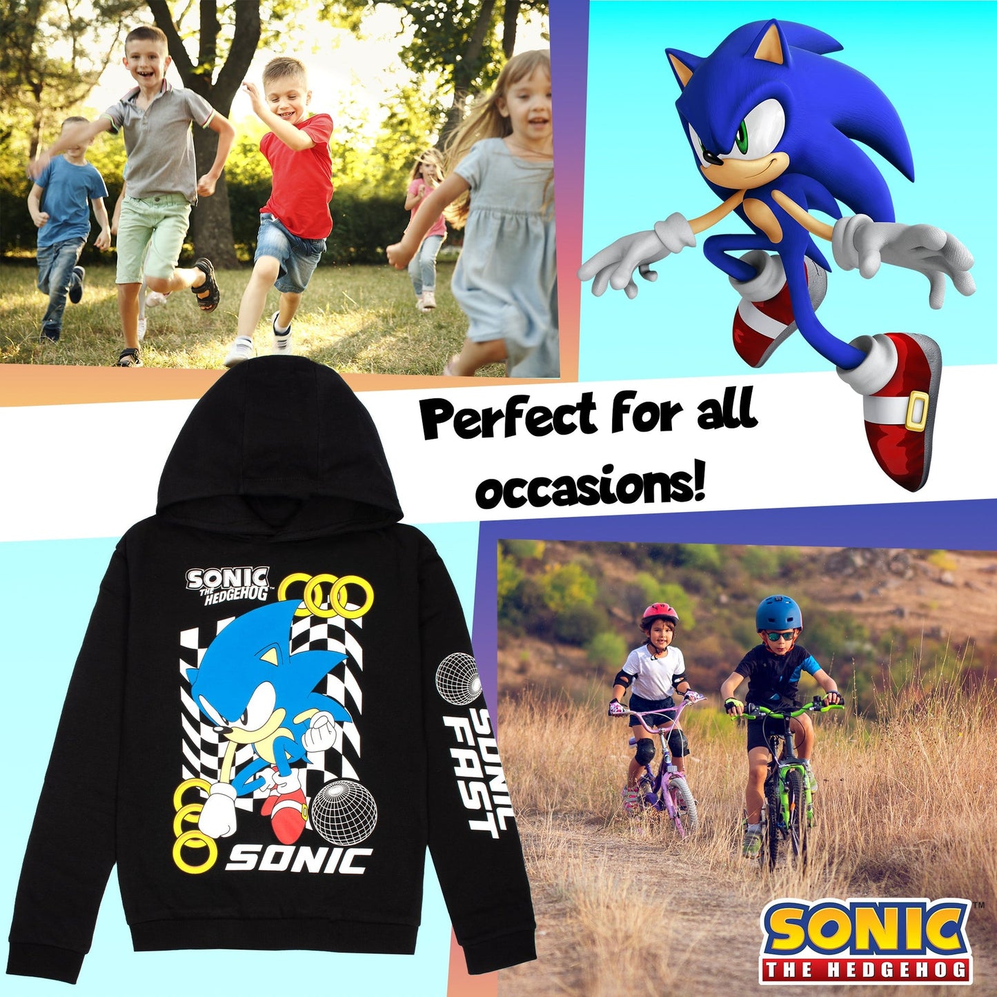 Sweat à capuche Sonic – THE HEDGEHOG Boys – 100% Cotton Hooded
