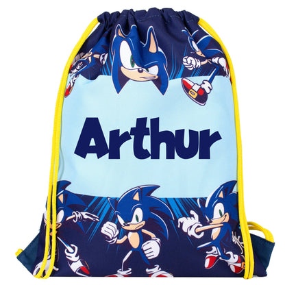 Official Sonic the Hedgehog PE Sac à cordon, with your child's full name.