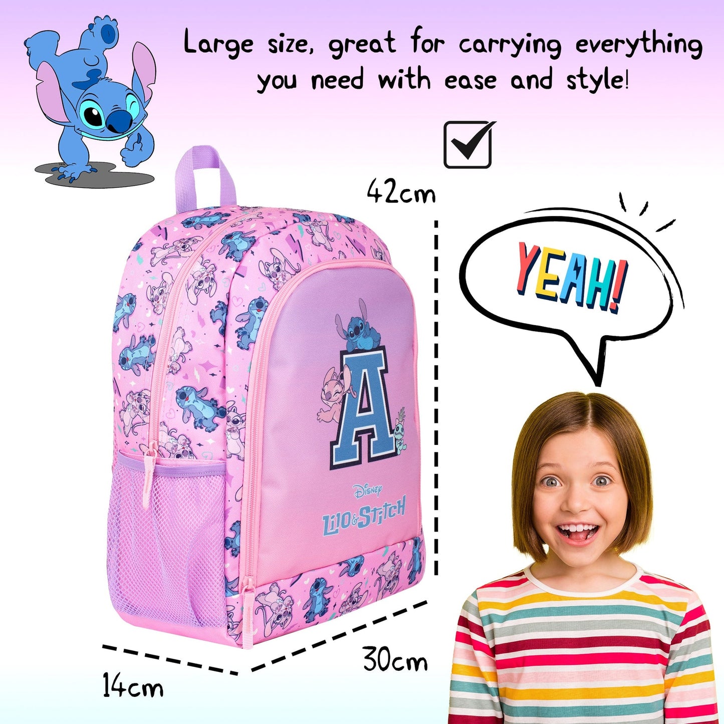 Sac à cordon avec bandoulière – Disney Stitch et Lilo with Letter