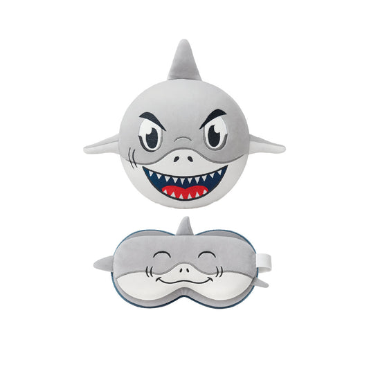 Coussin de voyage ZooNap Requin avec masque de sommeil