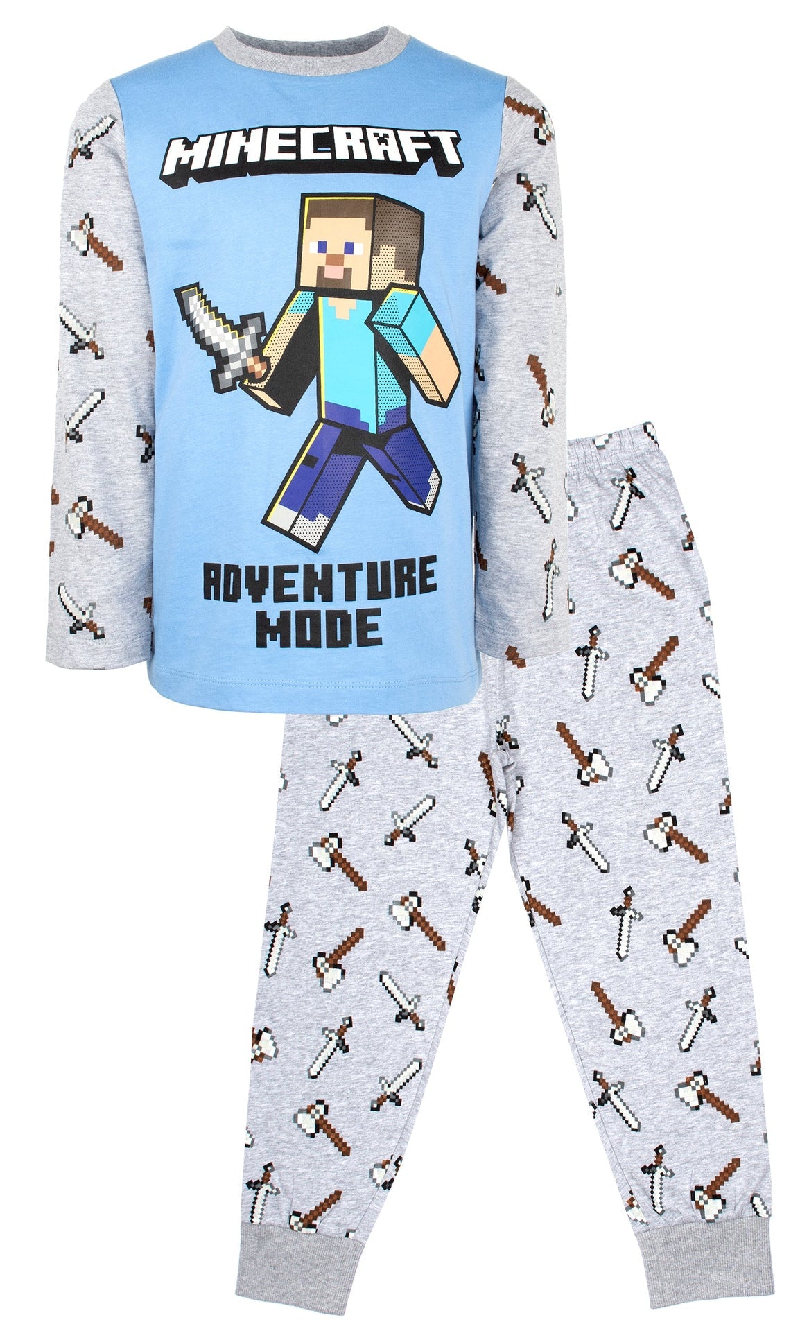 Minecraft Pyjama – bleu & gris