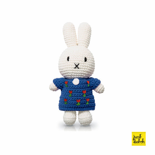 Peluche en Crochet Miffy - Robe Tulipes Bleue