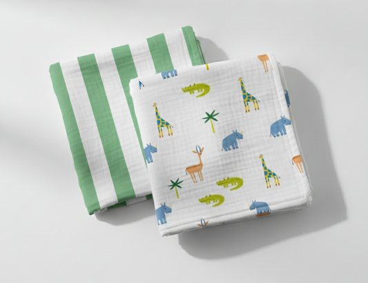 Muslin cloths, set of 2, CROC ROCK