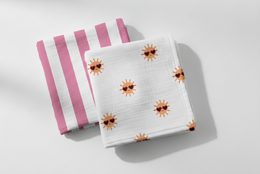 Cotton muslin cloths, set of 2, CLUB SOLEIL