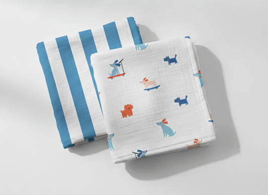 Cotton Muslin Cloths, Set of 2, WOOF GANG